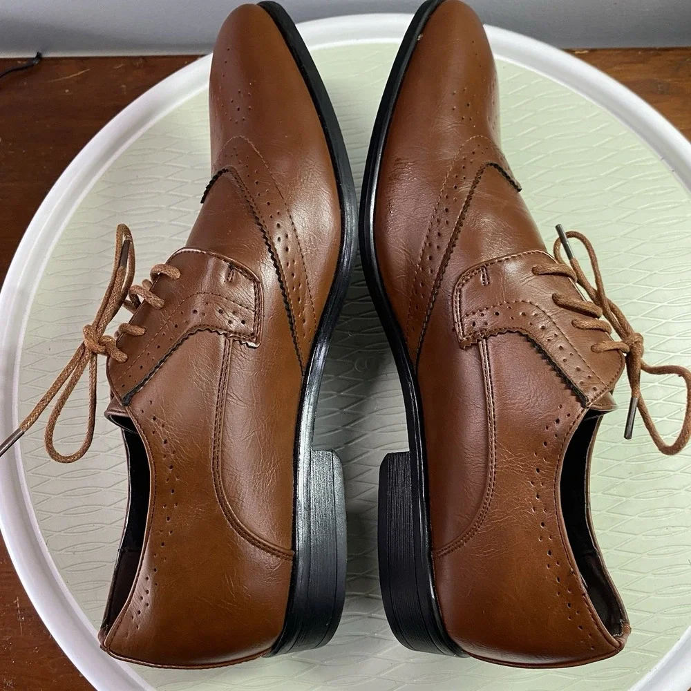 Men's BRAVO King 2‎ Wingtip Dress Shoes Sz.11.5W Brown Leather PROM WEDDING